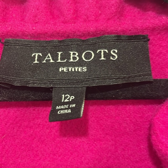 Talbots pink ruffle collar button blazer light wool jacket size 12 petite - Picture 3 of 16